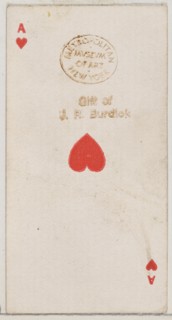 Ace of Hearts (red), from the Playing Cards series (N84) for Duke brand cigarettes, 1888., 1888. Creator: Unknown.
