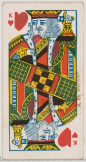King of Hearts (red), from the Playing Cards series (N84) for Duke brand cigarettes, 1888., 1888. Creator: Unknown.