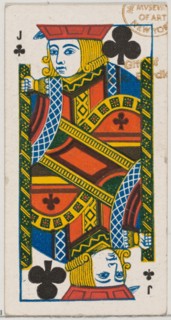 Jack of Clubs (black), from the Playing Cards series (N84) for Duke brand cigarettes, 1888., 1888. Creator: Unknown.