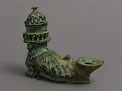 Hanging Lamp in the Form of a Sandaled Right Foot, Byzantine, 5th century.