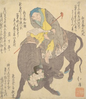 Chinese Sage Reading While Riding on a Buffalo, ca. 1820.