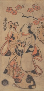The Actor Ikushima Daikichi as a Woman Standing under an Ume Tree, ca. 1705.