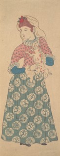 Dutch Woman Holding a Dog, first half of the 19th century.