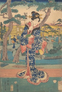 Young girl at tea house in Iriya, mid-19th century.