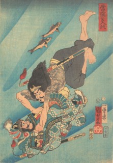 Tanmeijiro Genshogo Fighting Under Water, 1856, 2nd month.