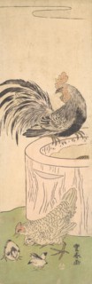 Cock, Hen, and Chicks, ca. 1770.