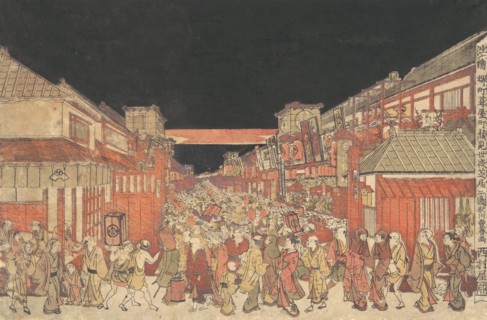 Sakaicho Fukiyacho Kaomise Yoshibai no Zu, ca. 1780.