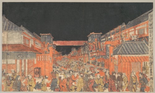 Sakaicho Fukiyacho Kaomise Yoshibai no Zu, ca. 1780.