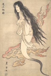Onoe Matsusuke as the Ghost of the Murdered Wife Oiwa, in "A Tale of Horror from the Yotsuya Station on the Tokaido Road", 1812.