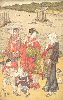 Women at Takanawa Beach, ca. 1790s.