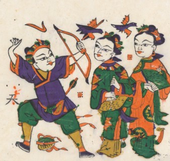 One hundred thirty-five woodblock prints including New Year's pictures (nianhua), door gods, historical figures and Taoist deities, 19th-20th century.