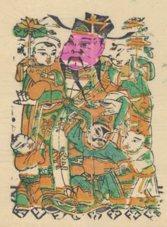 One hundred thirty-five woodblock prints including New Year's pictures (nianhua), door gods, historical figures and Taoist deities, 19th-20th century.