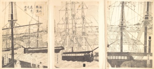Foreign Ships Offshore at Yokohama, 19th century.