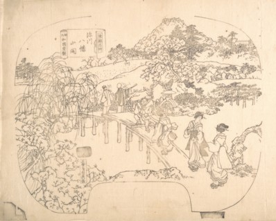 Proof Line-Block Print for Fan, 19th century.