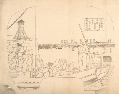 Proof Line-Block Print for Fan, 19th century.