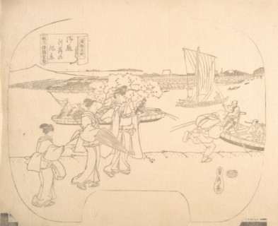 Proof Line-Block Print for Fan, 19th century.
