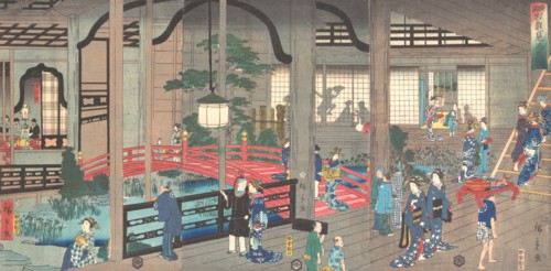The Interior of the Gankiro Tea House in Yokohama, 1861 (April).