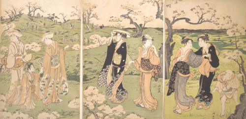 Young Ladies Viewing Cherry-blossoms at Asukayama.