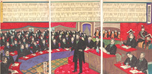 Illustration of the Imperial Diet House of Commons with a Listing of all Members, 10/1890.