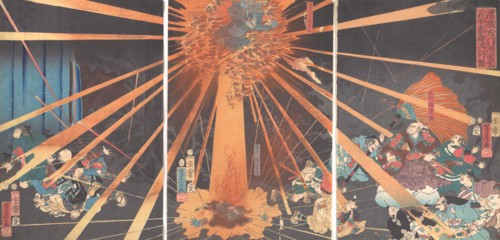 The Ghost of Akugenta Taking Revenge on Nanba at the Nunobiki Waterfall, 1856, 2nd month.