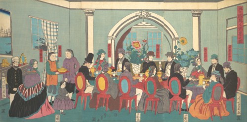 Foreigners from the Five Nations Enjoying a Banquet, 3rd month, 1861.