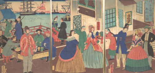 View of Eating and Drinking by People of Five Countries, 1861, 12th month (?).