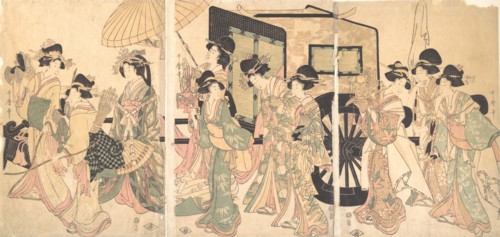 Ladies Surrounding a Cart.