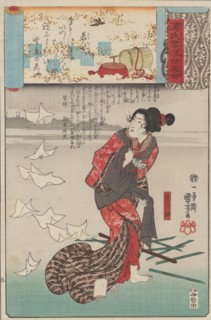 ??Little Purple Gromwell? (Wakamurasaki): Shosho,? from the series Scenes amid Genji Clouds Matched with Ukiyo-e Pictures (Genji-gumo ukiyo e-awase), ca. 1845-61.