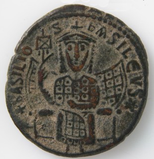 Coin of Basil I, Byzantine, 9th century (867 or 868).