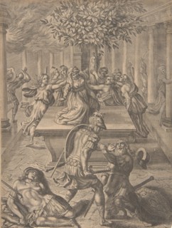 The Sack of Troy-Pyrrhus Killing Priam, before 1654.