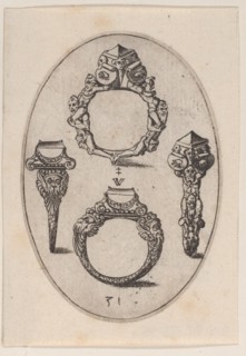 Designs for Four Rings, Plate 31 from 'Livre d'Aneaux d'Orfevrerie', 1561.