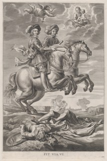 Plate 10: The King of Hungary and Ferdinand on horseback; from Guillielmus Becanus's 'Serenissimi Principis Ferdinandi, Hispaniarum Infantis...', 1636.