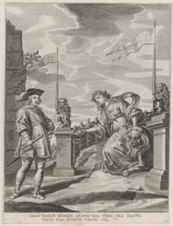 Plate 6: Ferdinand receiving the keys to the city of Ghent; from Guillielmus Becanus's 'Serenissimi Principis Ferdinandi, Hispaniarum Infantis...', 1636.
