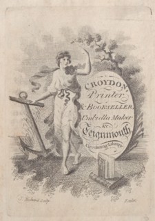 Trade Card for Croydon, Printer, Bookseller, and Umbrella Maker, 19th century.