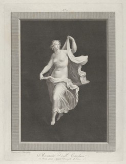 A partly nude bacchante stepping forward and holding ends of her drapery in each hand, ca. 1795-1820.