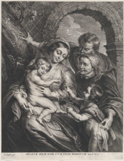 The Holy Family with Saint Elizabeth and the infant Saint John the Baptist, holding a goldfinch on a string, ca. 1600-59.