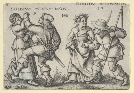 September and October, from The Peasants' Feast or the Twelve Months, 1546-47. [The Peasant Wedding: Egidius Herbstmon / Simon Weinmon].