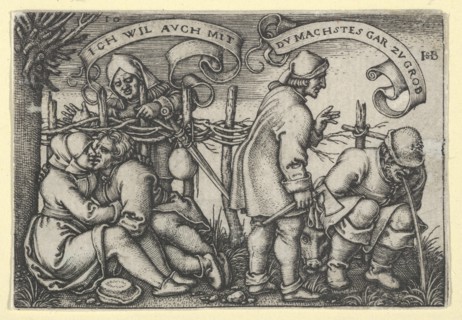 Peasants Behind the Hedge, from The Peasants' Feast or the Twelve Months, 1546-47. [Ich Wil Auch Mit Du Machstes Gar Zu Grob].