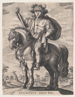 Plate 2: Emperor Augustus on Horseback, from 'The First Twelve Roman Caesars', after Tempesta, 1610-50.