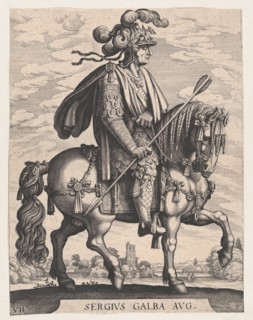 Plate 7: Emperor Galba on Horseback, from 'The First Twelve Roman Caesars' after Tempesta, 1610-50.