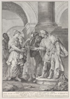 Daniel argues with the elders while Susanna stands at left, 1732-50.