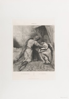 He smothers her: plate 13 from Othello (Act 5, Scene 2), etched 1844, reprinted 1900.