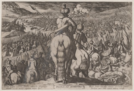 Plate 5: The Defeat of the Ethiopians, from 'The Battles of the Old Testament,', ca. 1590-ca. 1610.