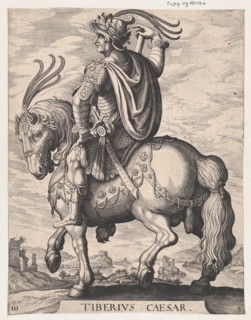 Plate 3: Emperor Tiberius on Horseback, from 'The First Twelve Roman Caesars', after Tempesta, 1610-50.