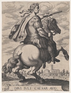 Plate 1: Emperor Julius Caesar on Horseback, from ' The First Twelve Roman Caesars', after Tempesta, 1610-50.