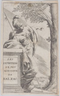 Frontispiece, from "Interviews with the Late Mr. Balzac" (Les Entretiens de Feu Monsieur de Balzac), 1660.