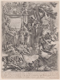An allegory in honor of the arrival of Cardinal Franciotti as Bishop of Lucca, 1637.