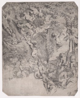 The garden of Venus, proof impression of upper left corner, ca. 1631-37.