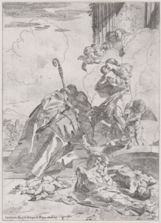 Three Lucchese saints Sts Nicholas Tolentino, Nicholas of Bari interceding with the Virgin for the victims of the plague, ca. 1630-31.