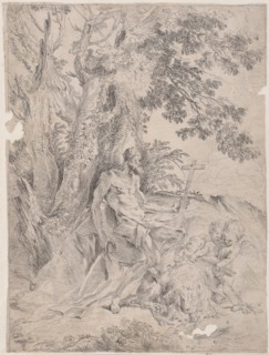 Saint Jerome before a crucifix accompanied by a lion and three putti, ca. 1631-37.